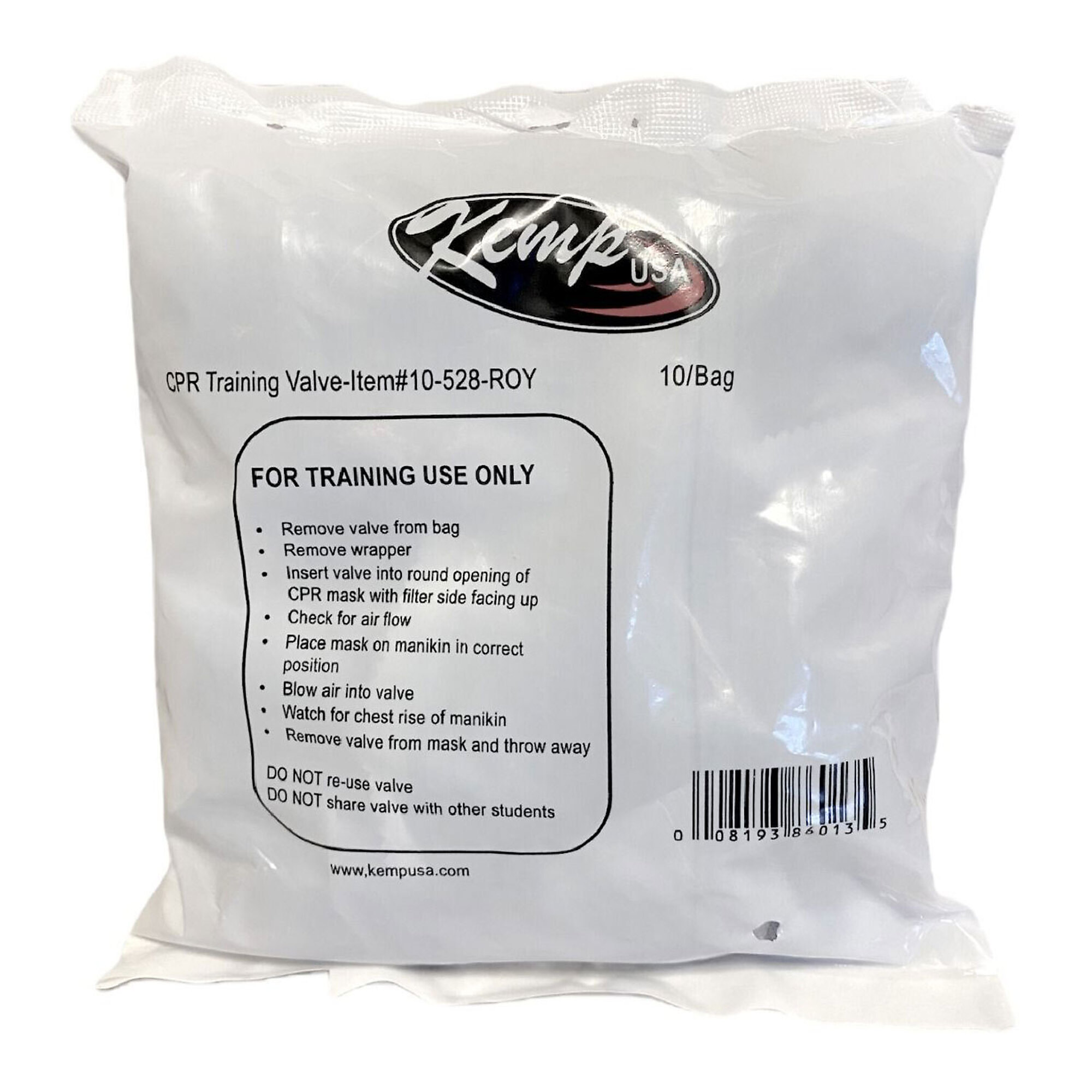 Kemp USA CPR Training Valves — Royal Blue, Pack of 10, Model# 10-528-ROY